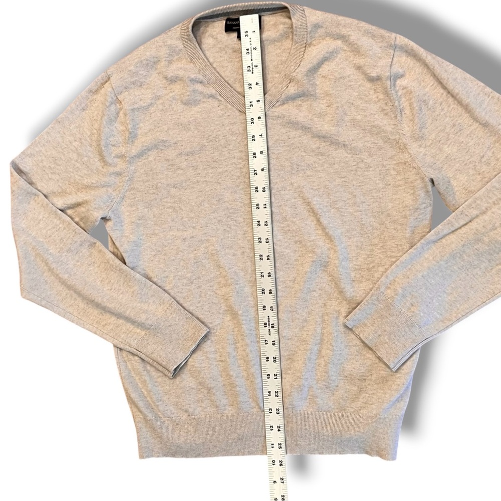 Banana Republic Men's Tan V-neck Silk Cashmere Blend Sweater Size Large Preppy - Picture 7 of 9